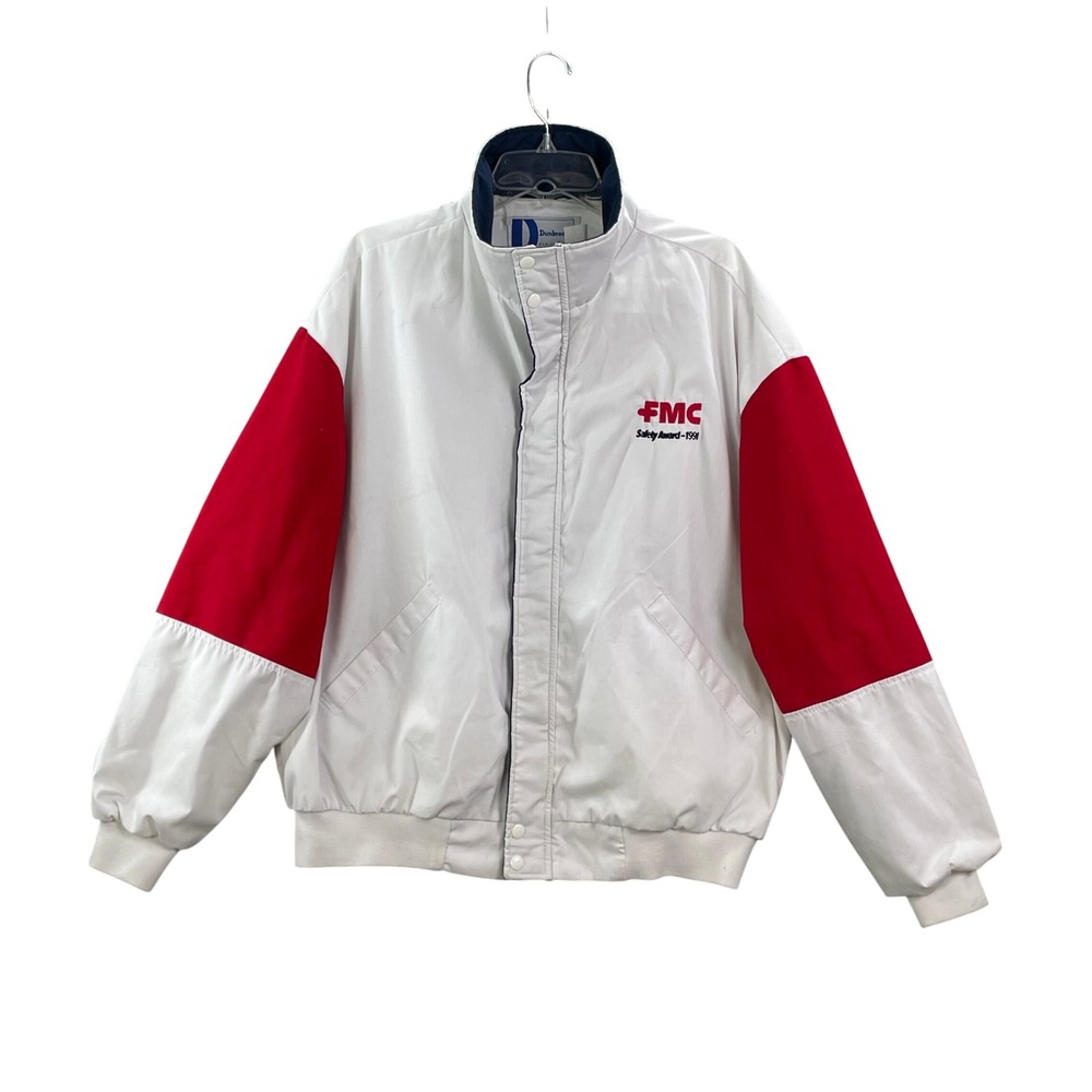 Dunbrooke Bomber‎ Jacket Mens XL White 1991 FMC Safety Award Vintage Made in USA